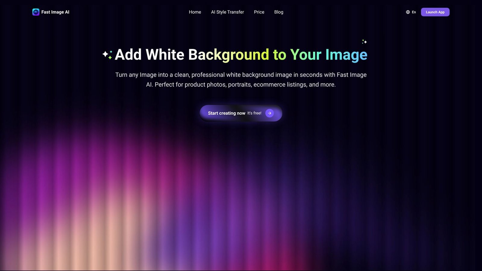 Screenshot: Fast Image AI White Background