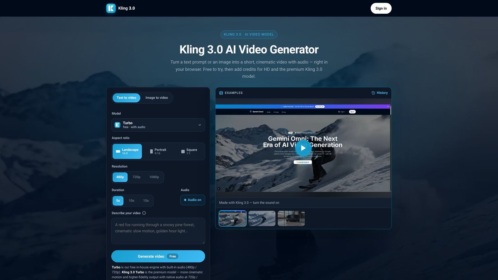 Kling 3.0 AI Video Generator Screenshot