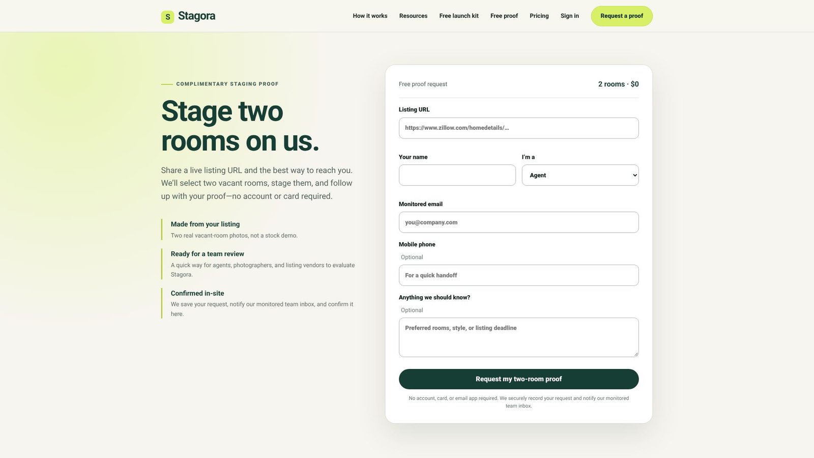 Stagora Complimentary Staging Proof Screenshot