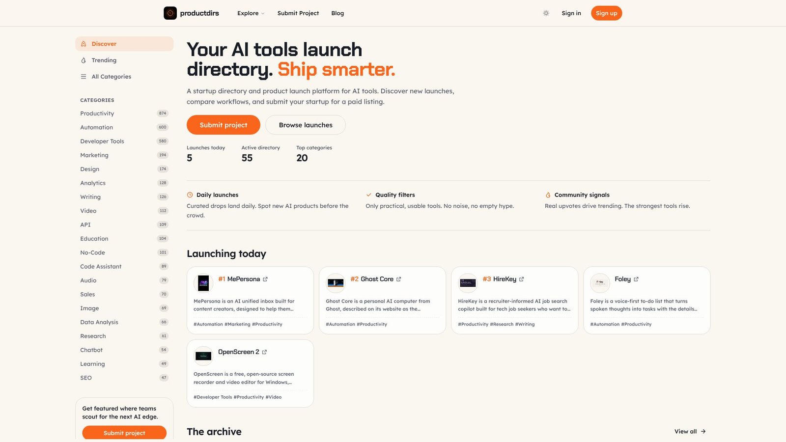 ProductDirs Screenshot