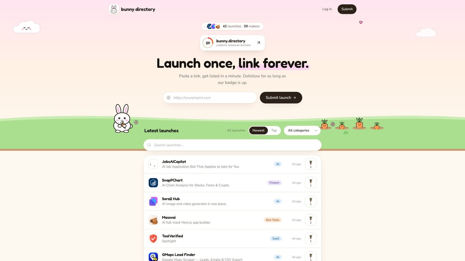 Screenshot: bunny.directory