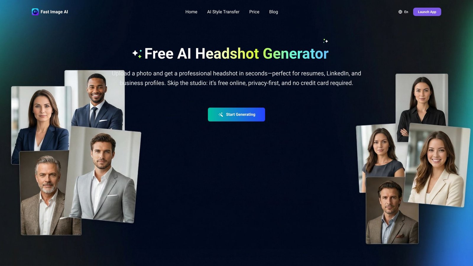 Screenshot: Fast Image AI Headshot Generator