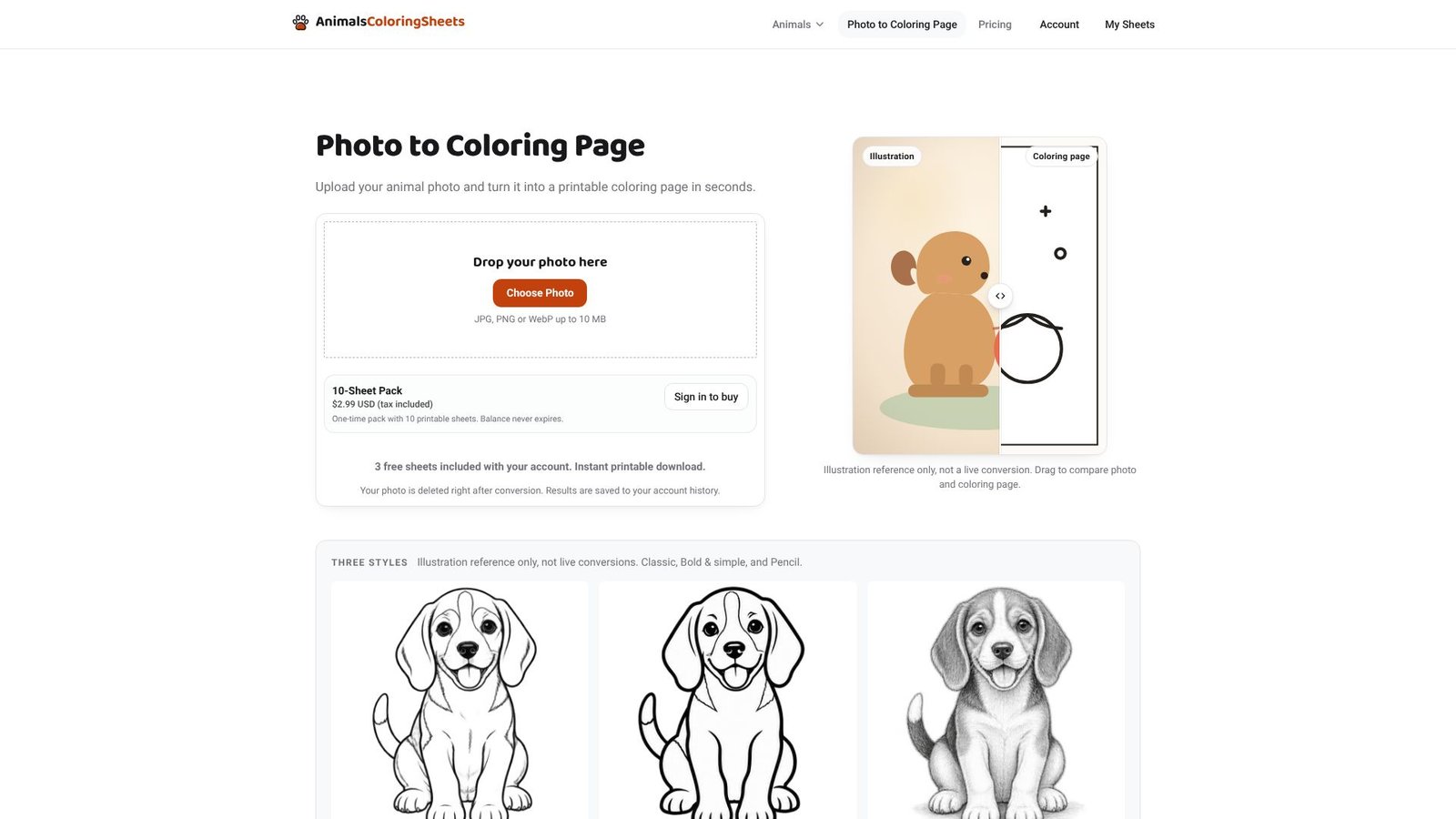 Screenshot: AnimalsColoringSheets