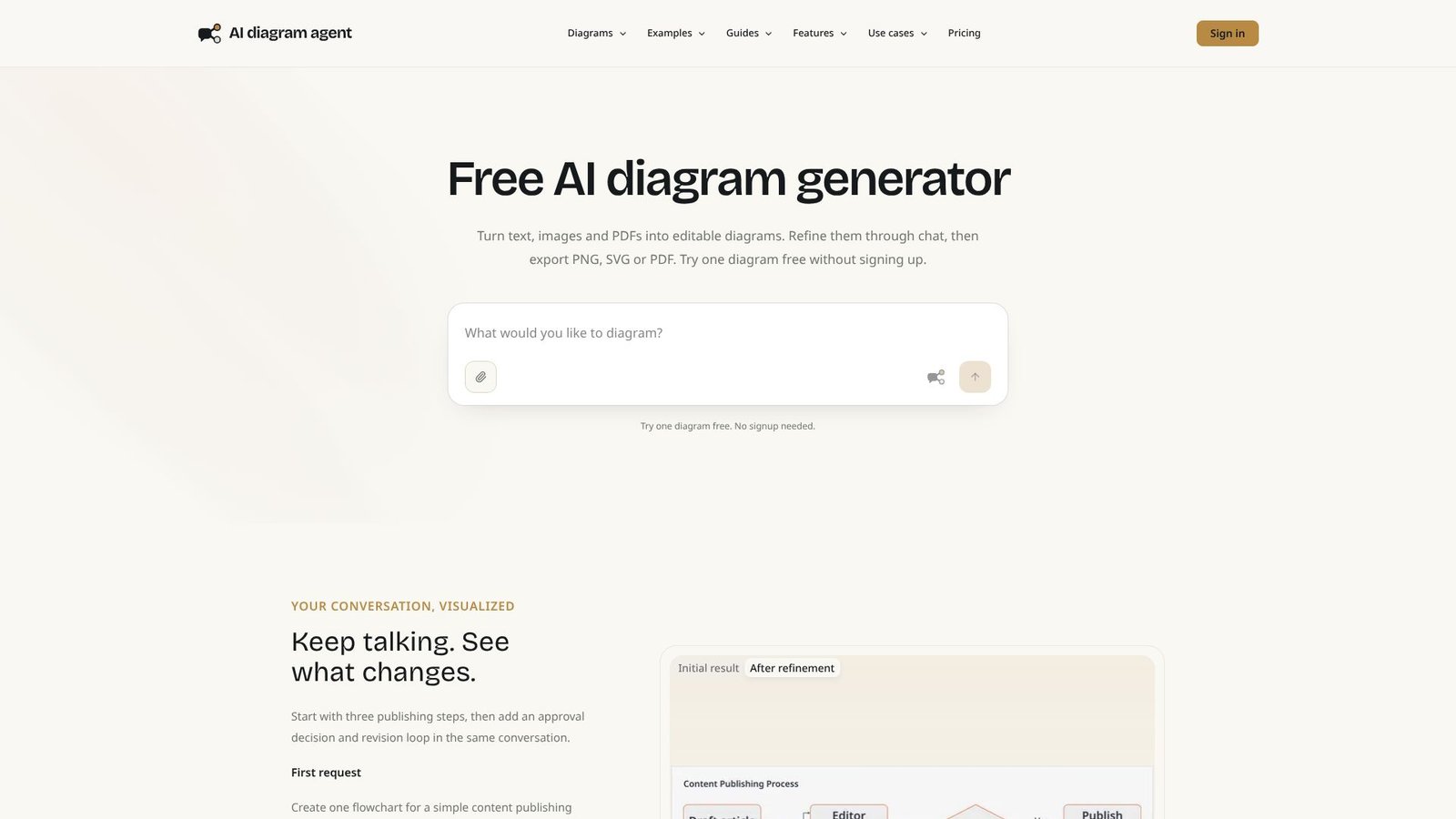 Screenshot: AI diagram agent