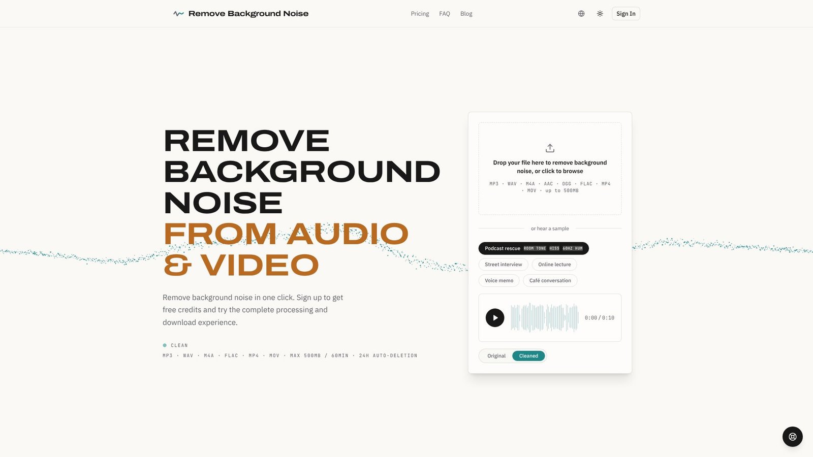 Remove Background Noise Screenshot