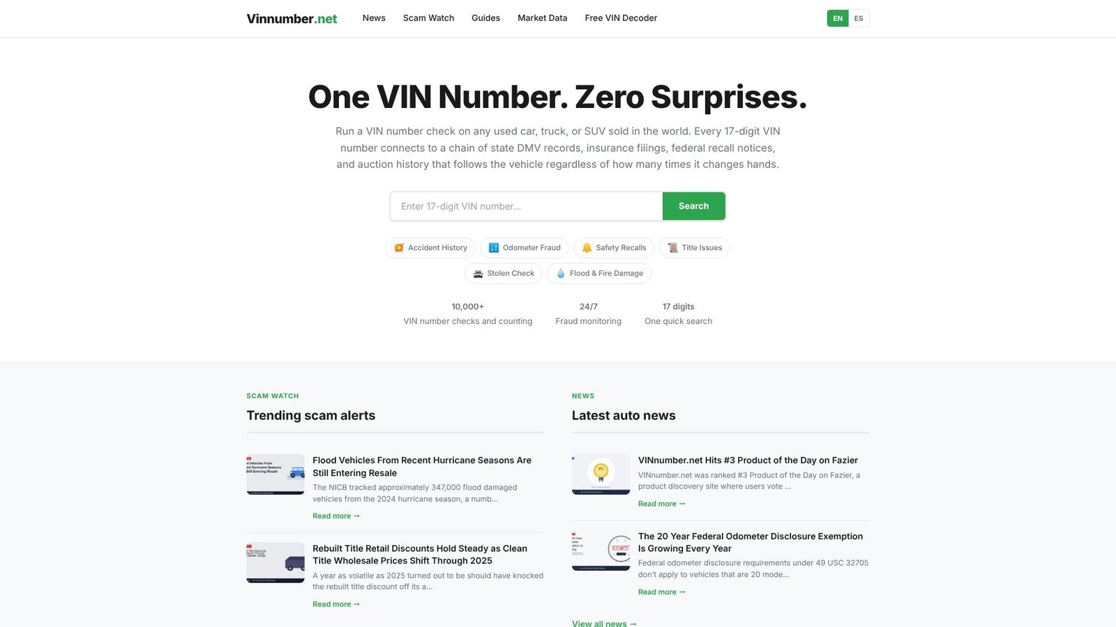 Vinnumber.net Screenshot