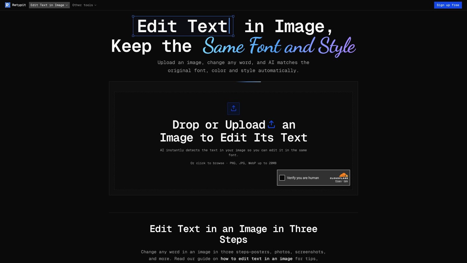 Screenshot: Retypit