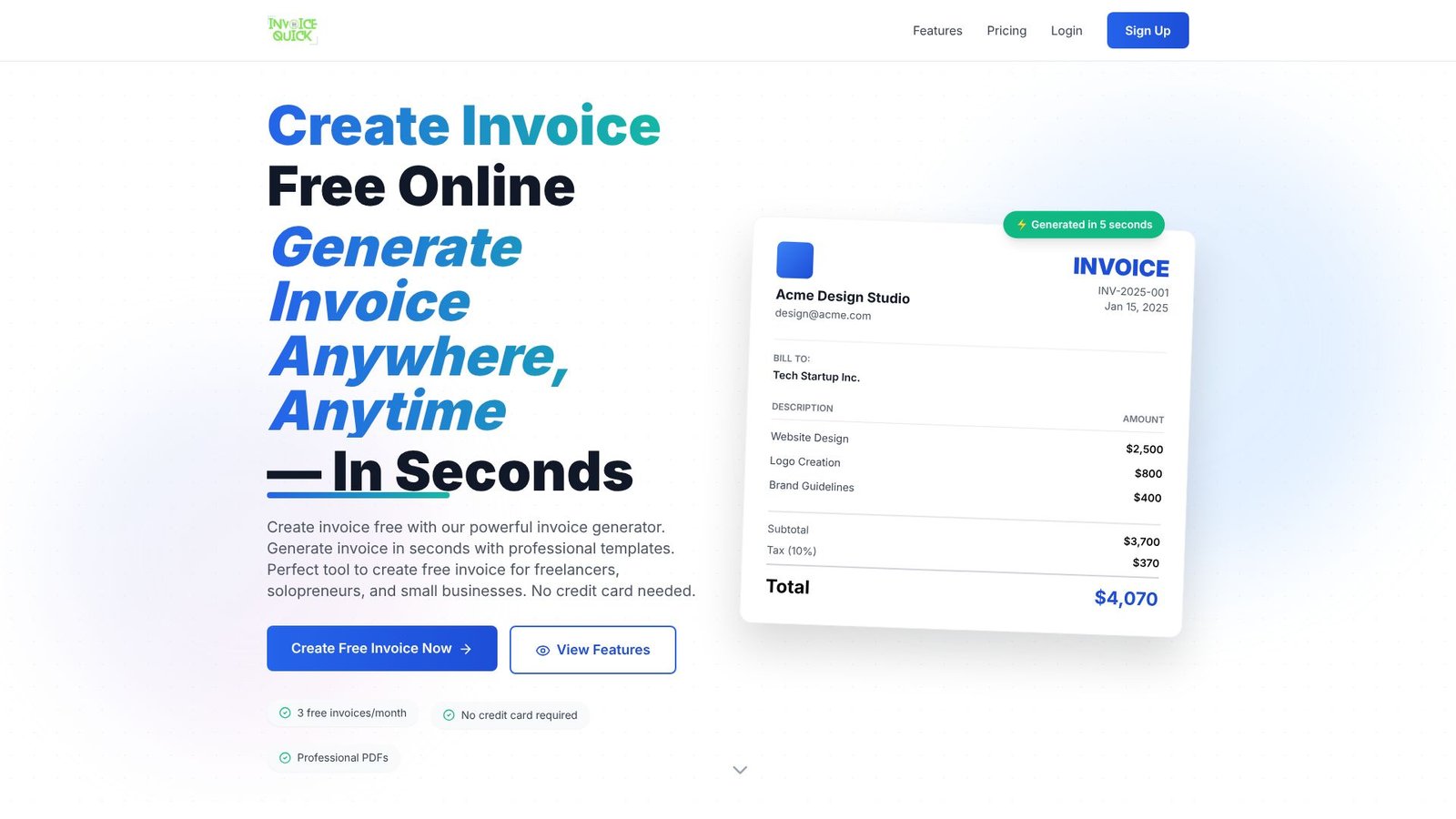 Screenshot: InvoiceQuick