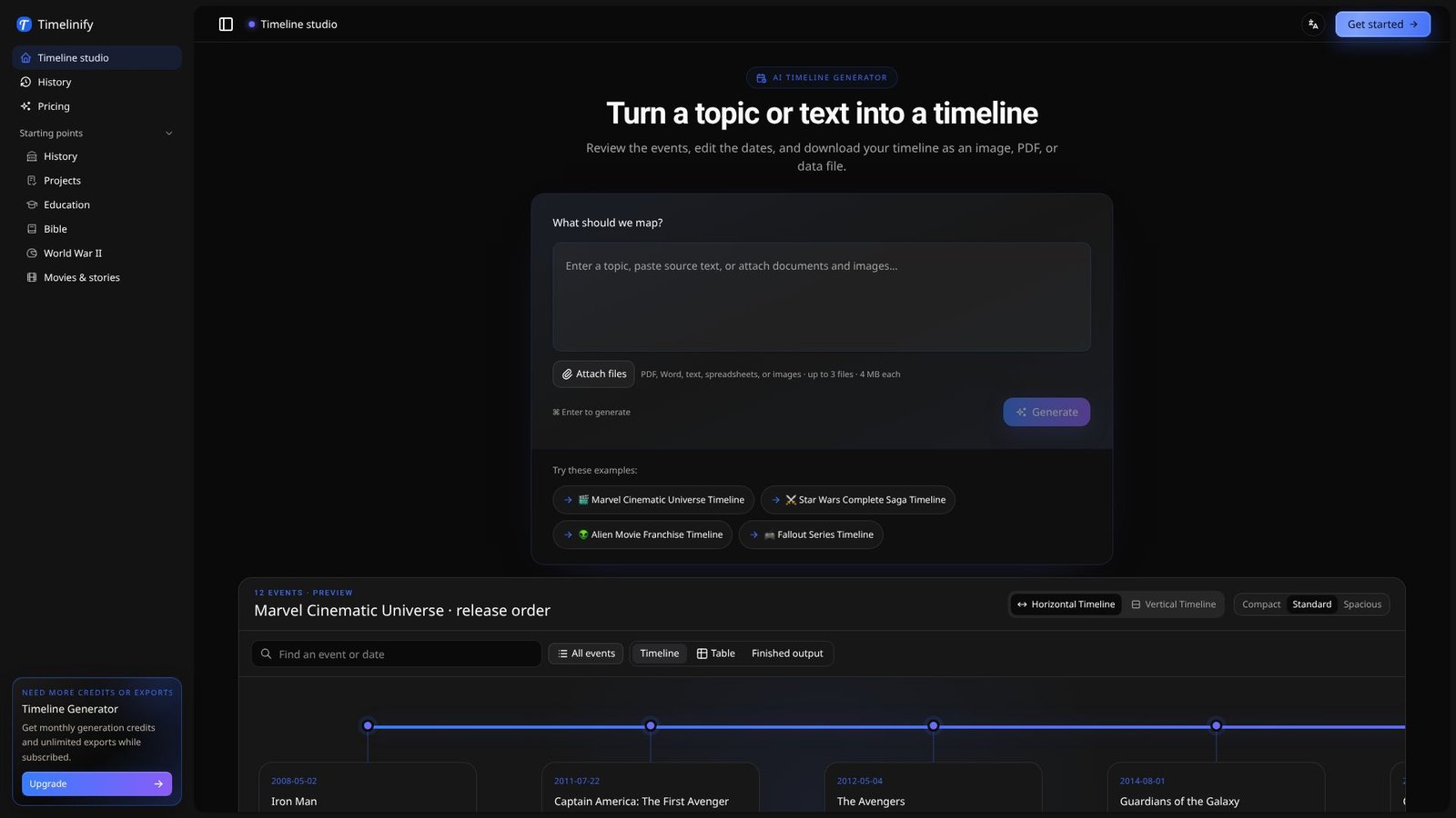 Screenshot: Timelinify