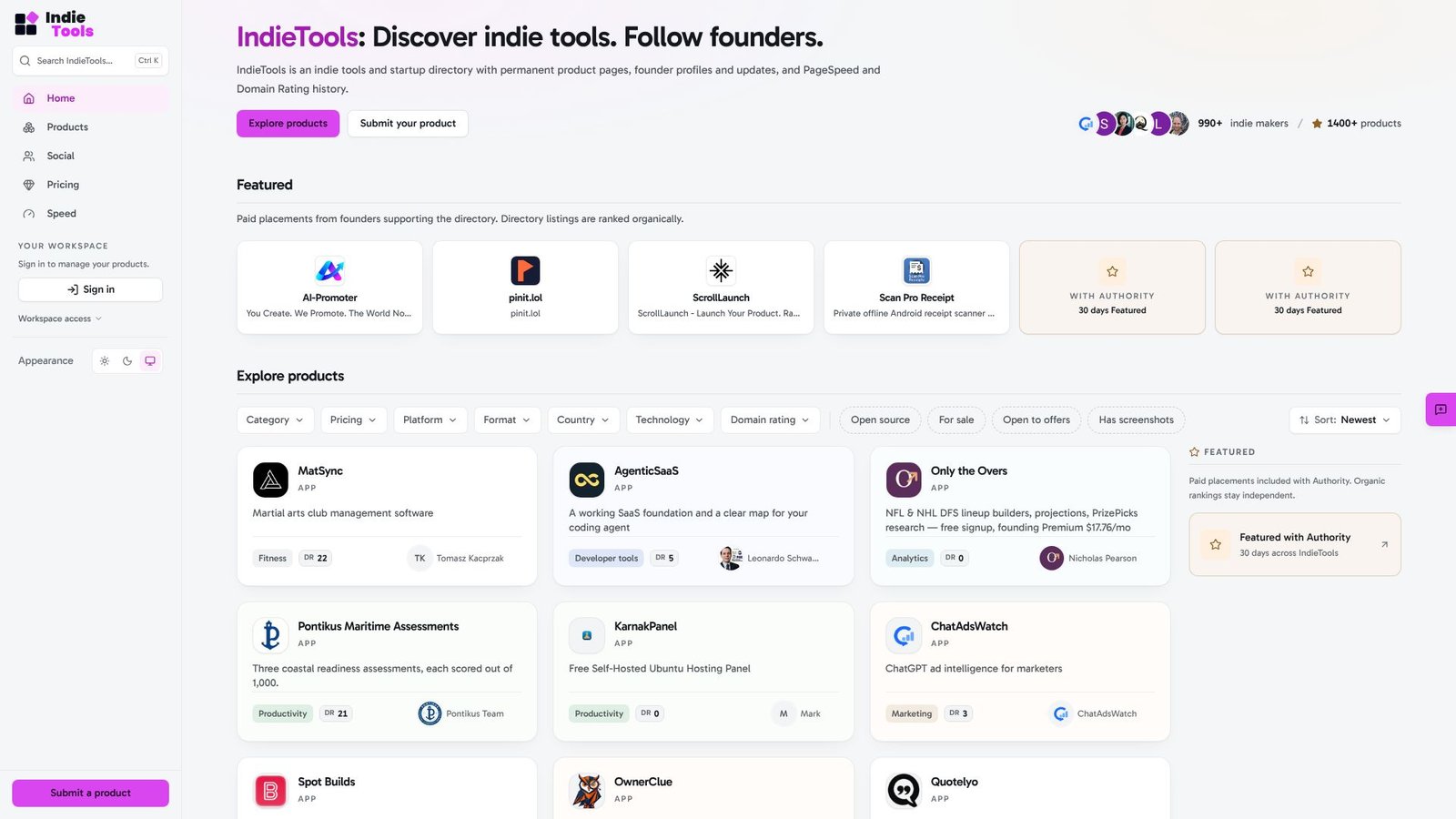 Screenshot: IndieTools