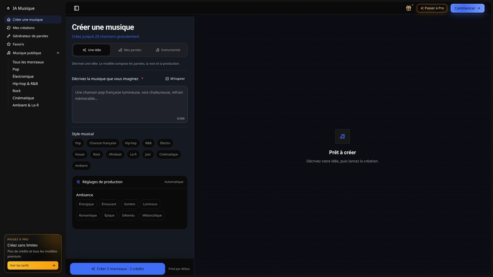 Screenshot: IA Musique