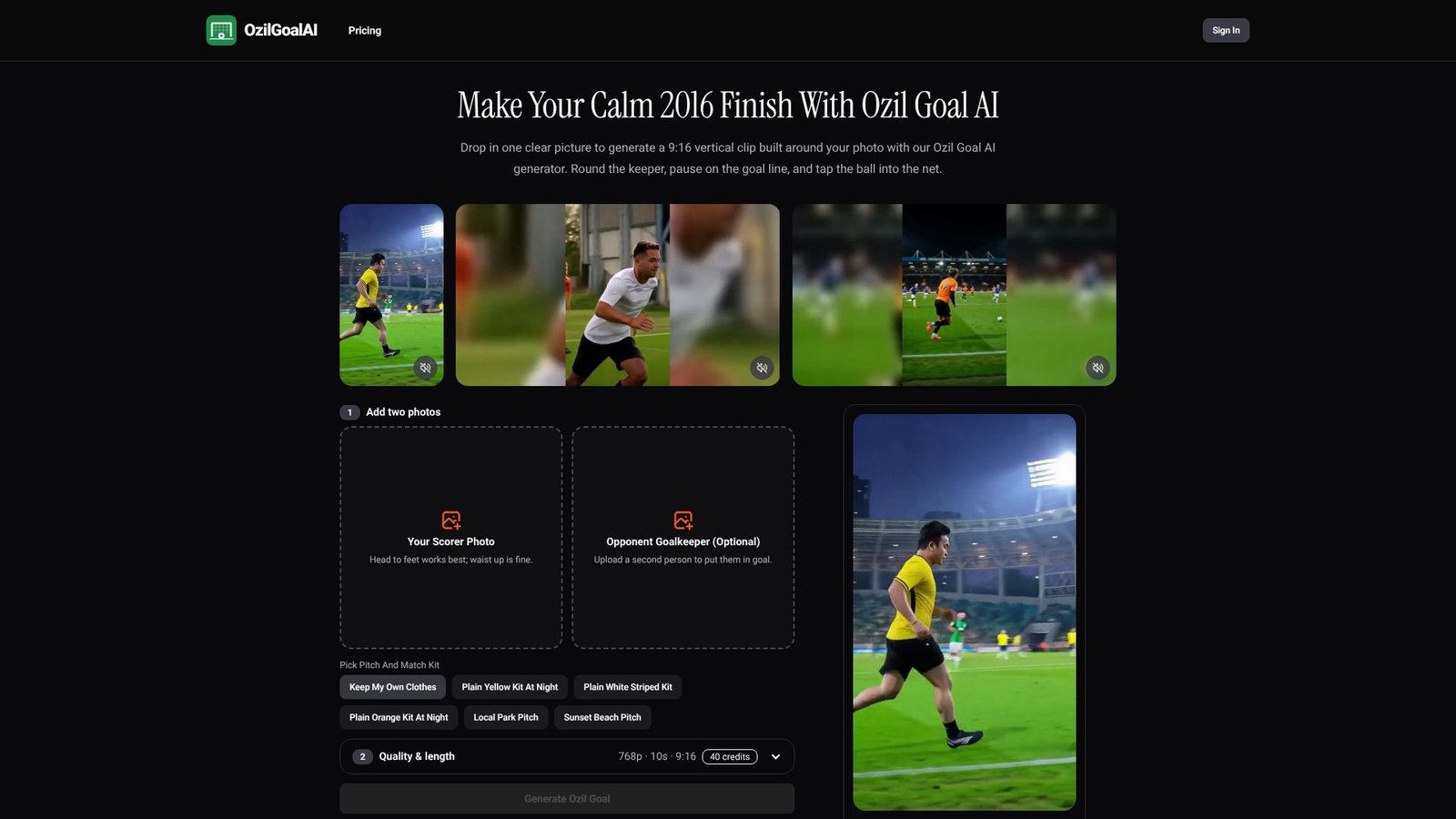 Screenshot: OzilGoalAI