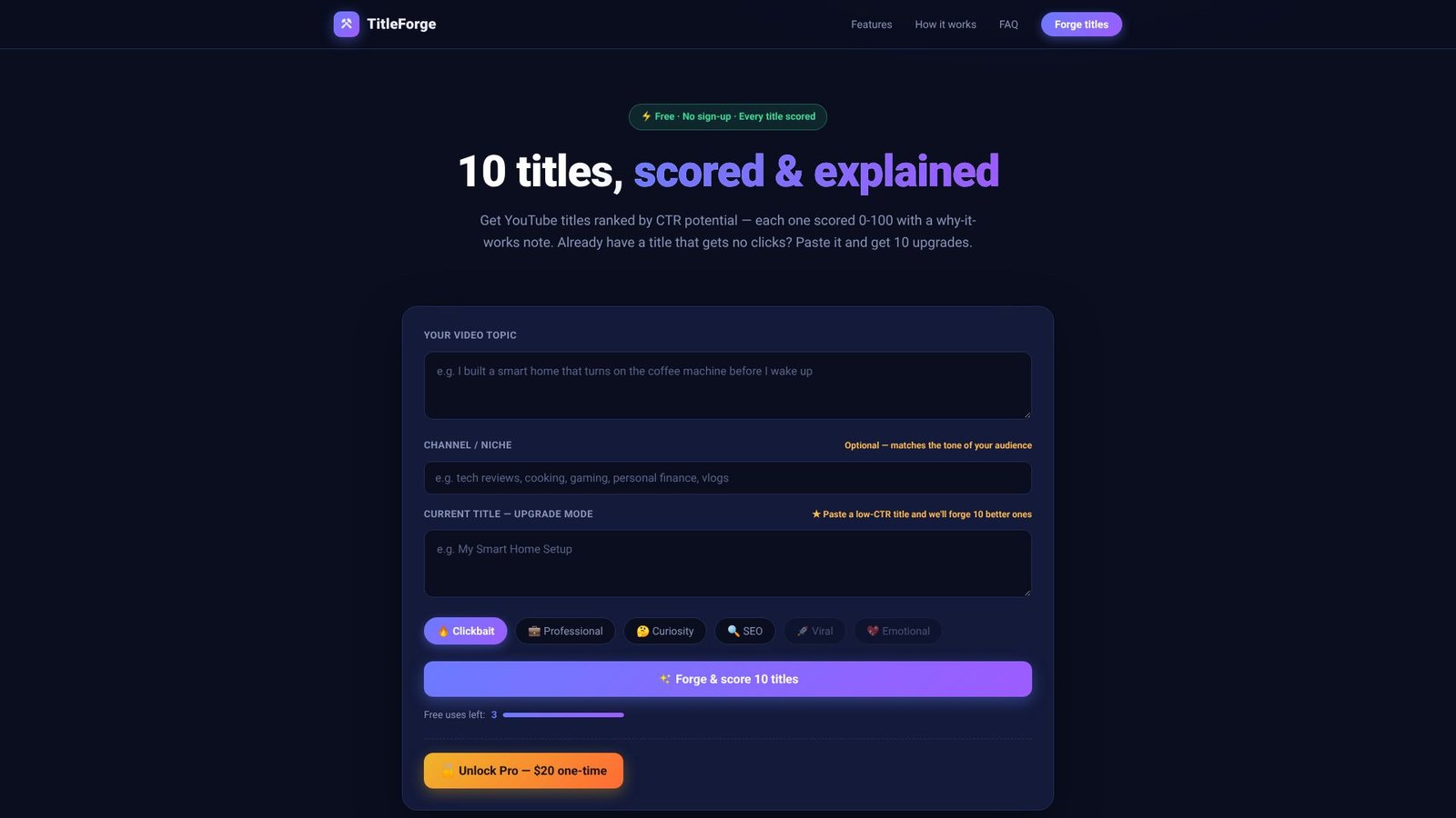 Screenshot: TitleForge