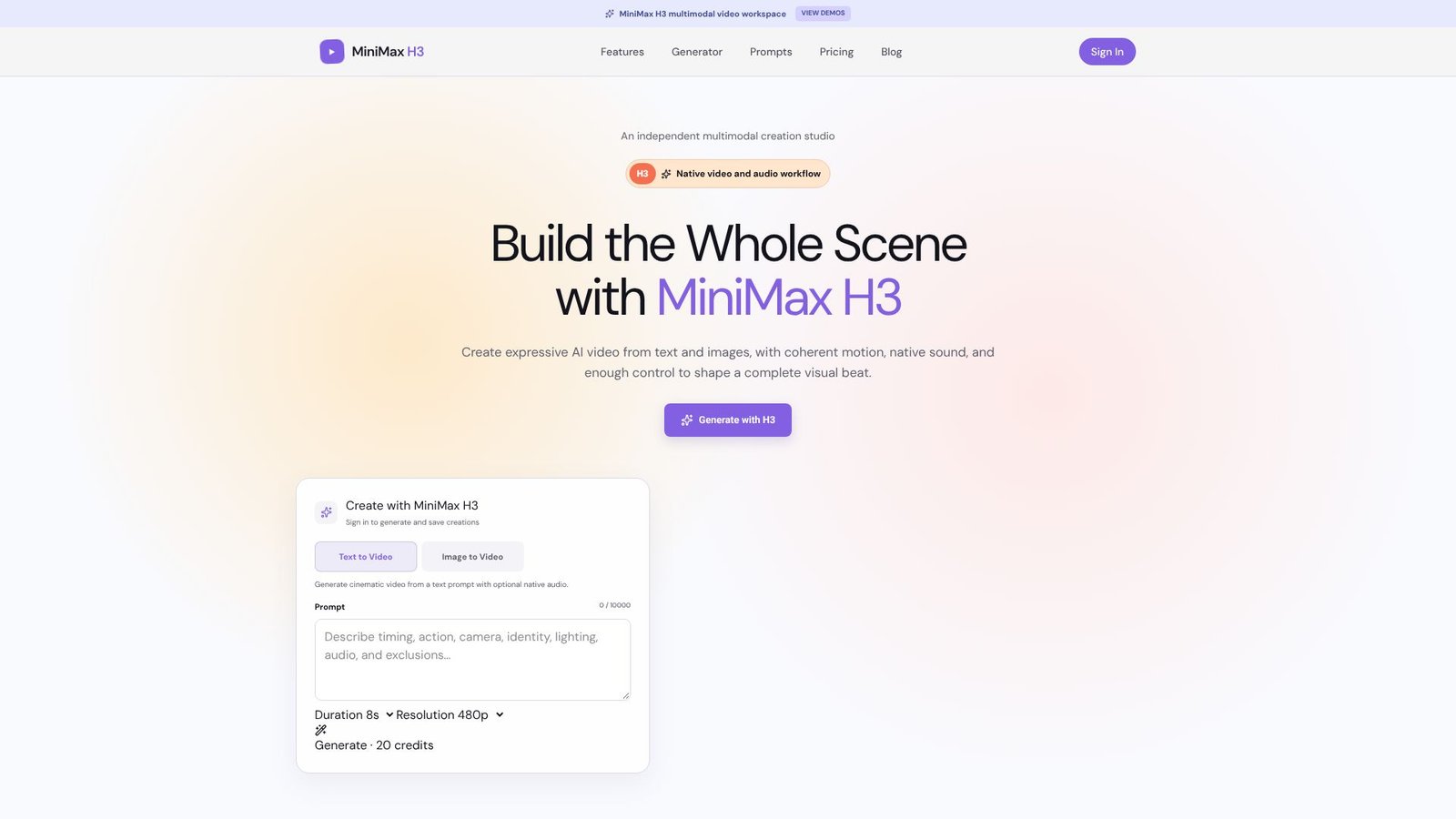 Screenshot: MiniMax H3 AI