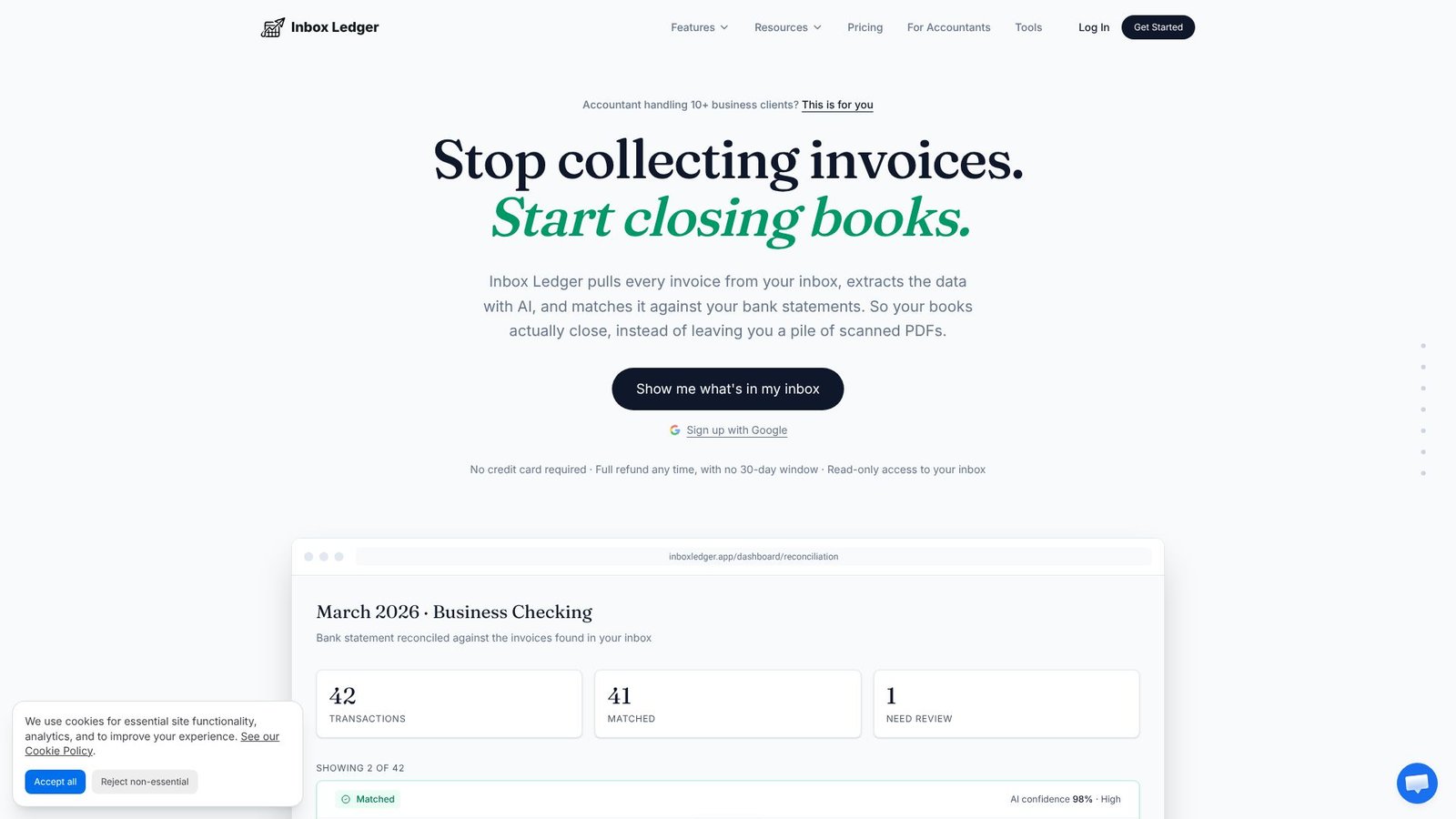 Screenshot: Inbox Ledger