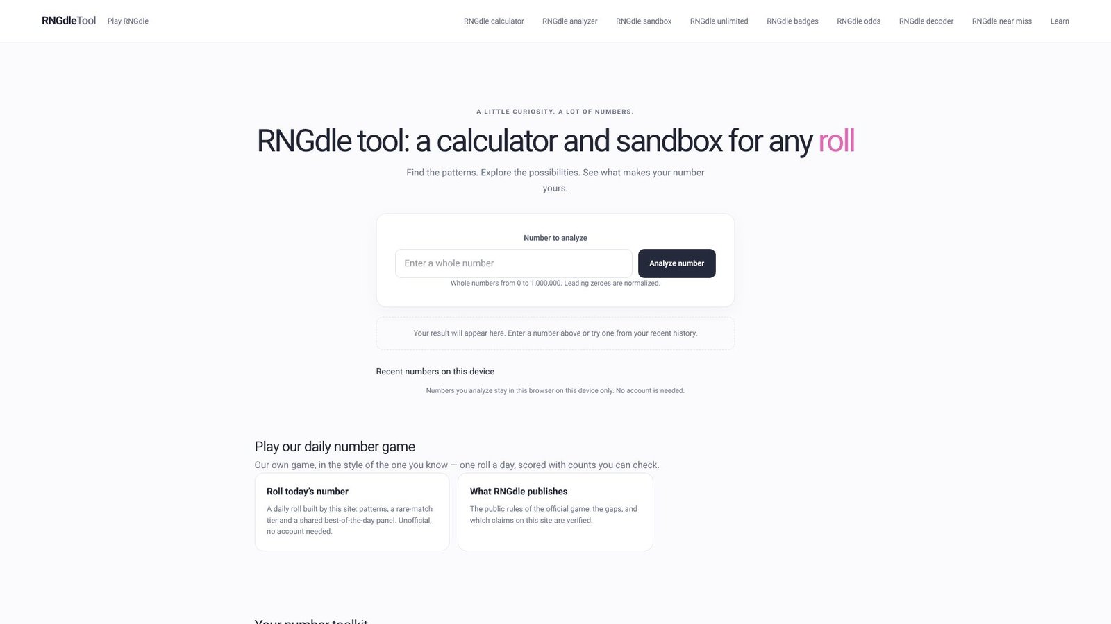 Screenshot: RNGdle Tool