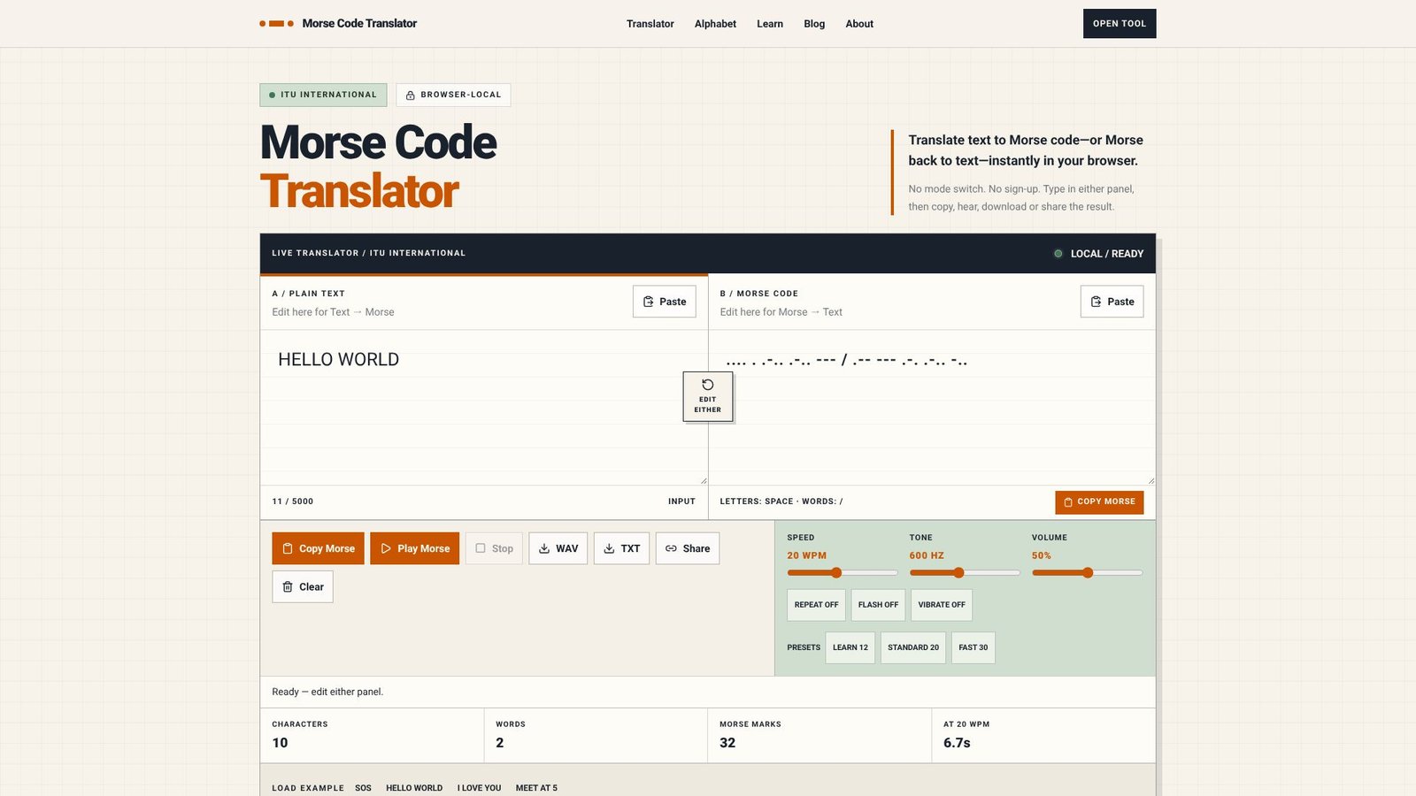 Morse Code Translator Screenshot