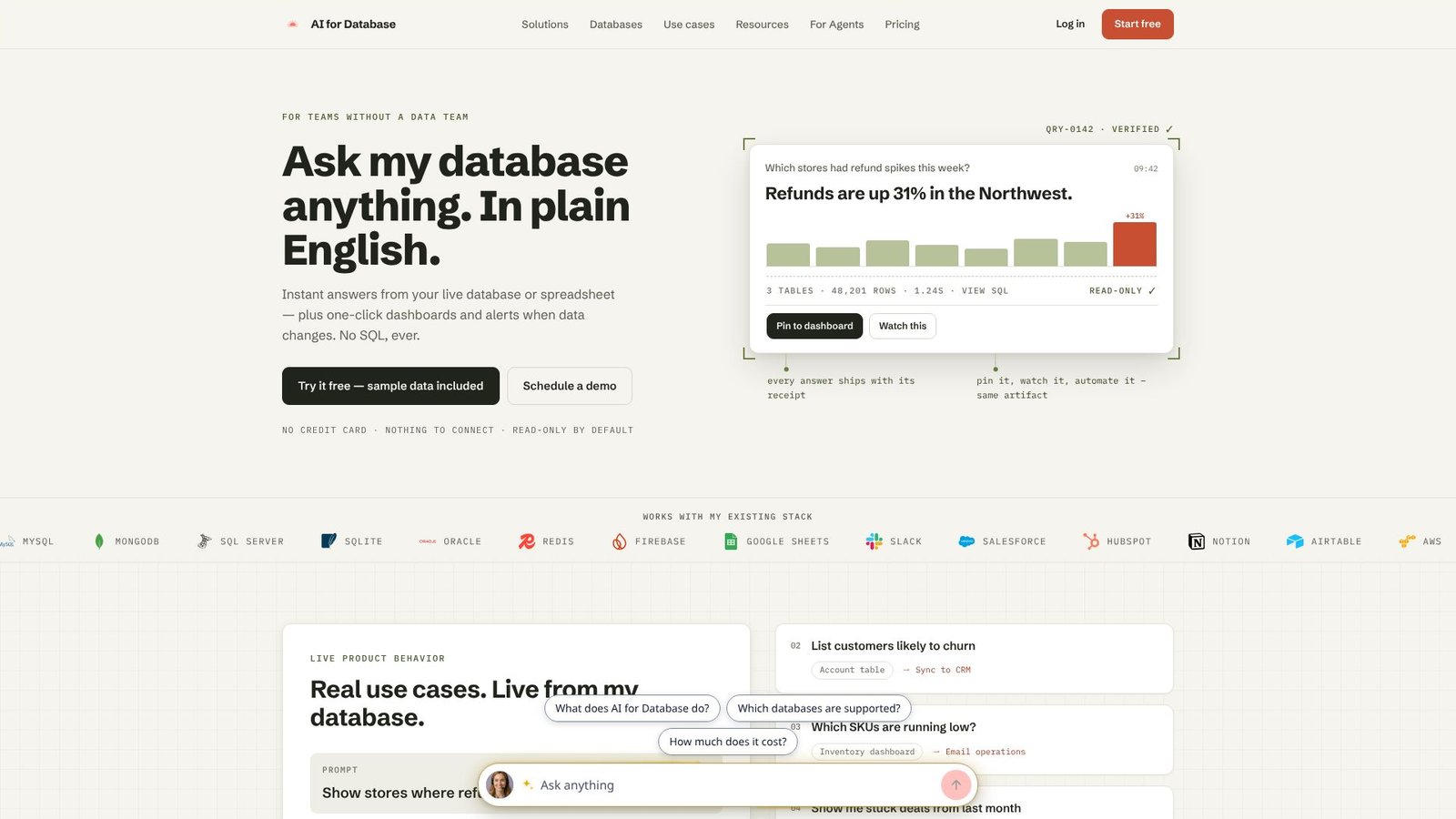 AI for Database Screenshot