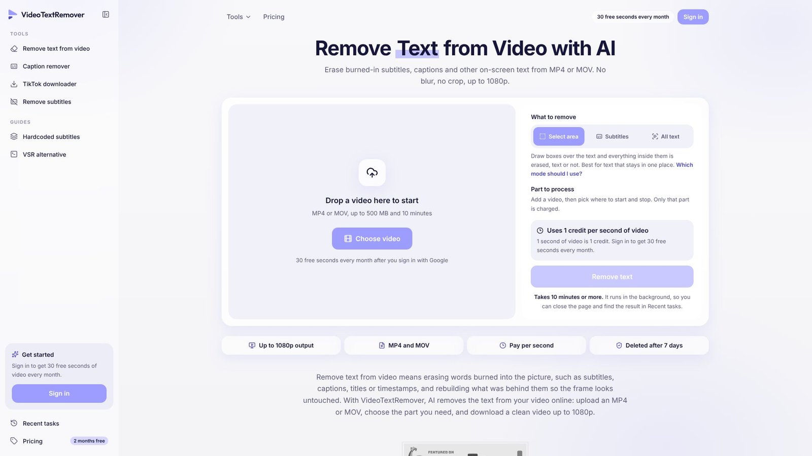 VideoTextRemover Screenshot