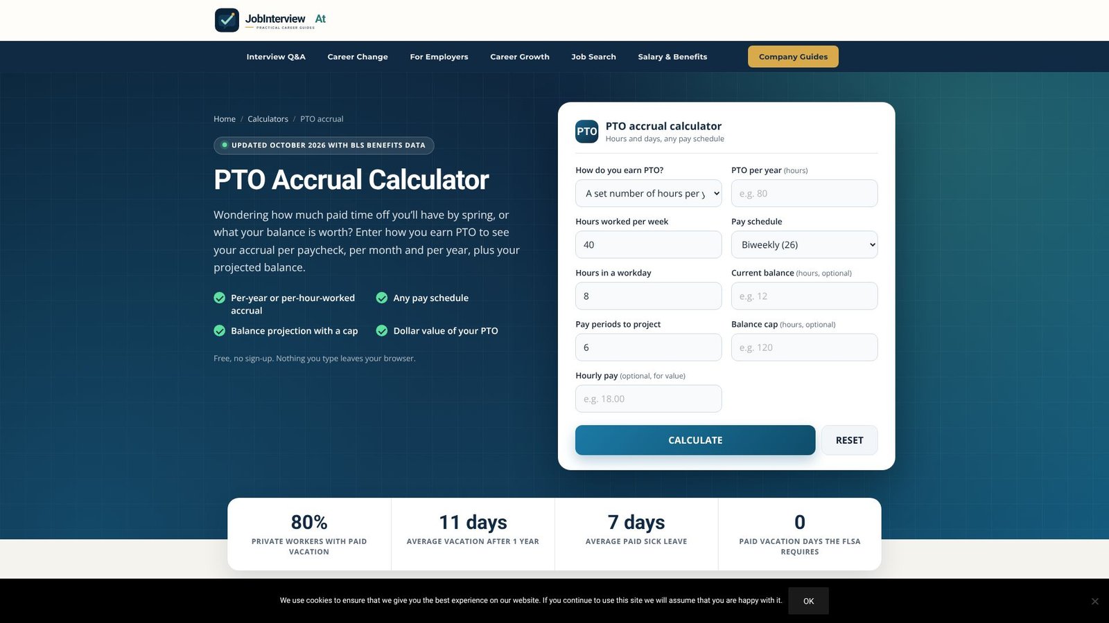 PTO Accrual Calculator Screenshot