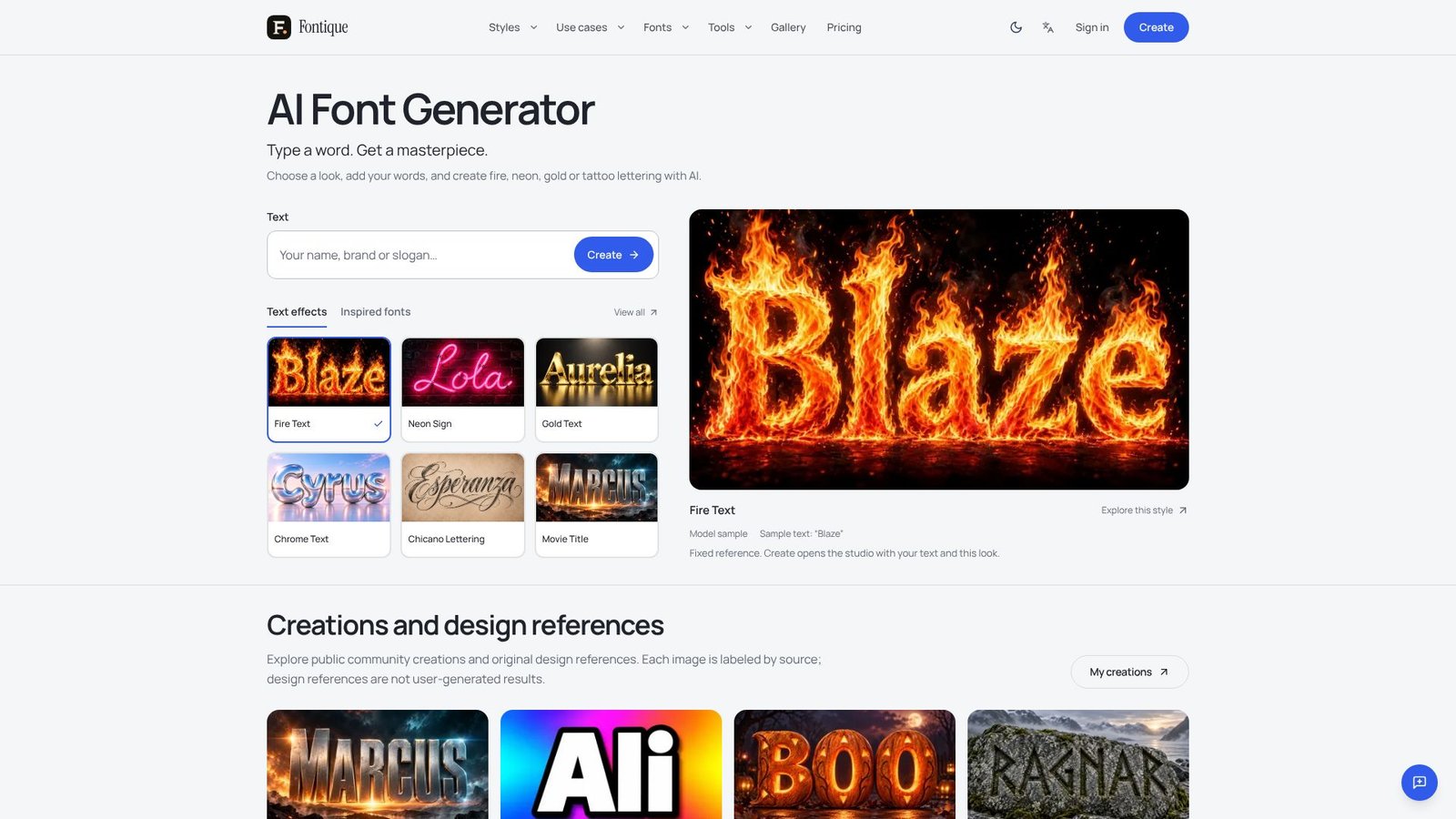 Screenshot: Fontique