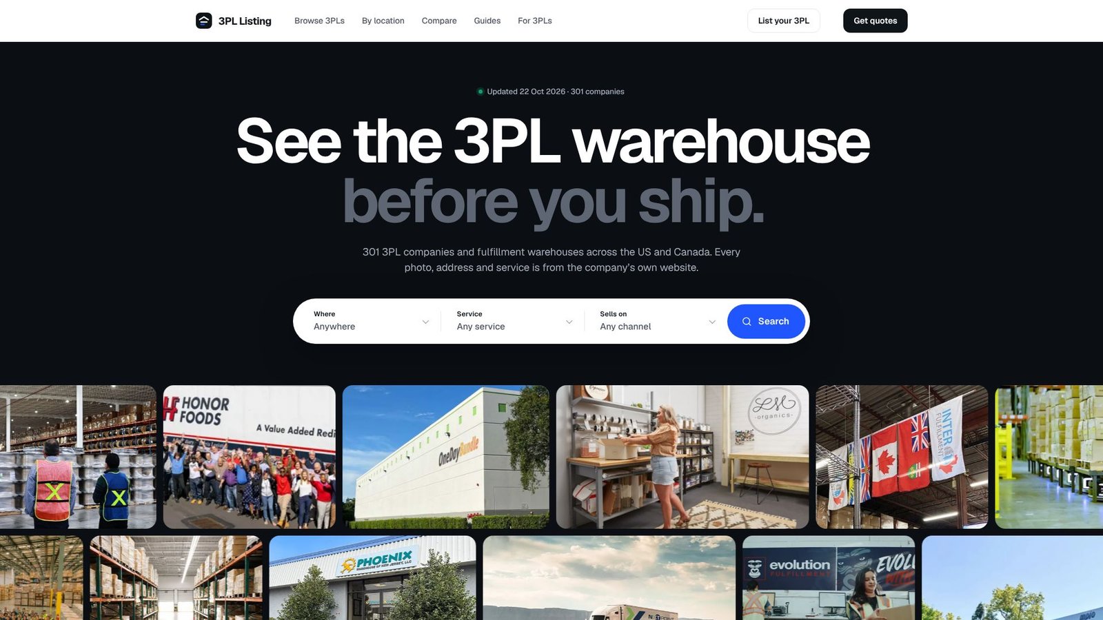 Screenshot: 3PL Listing