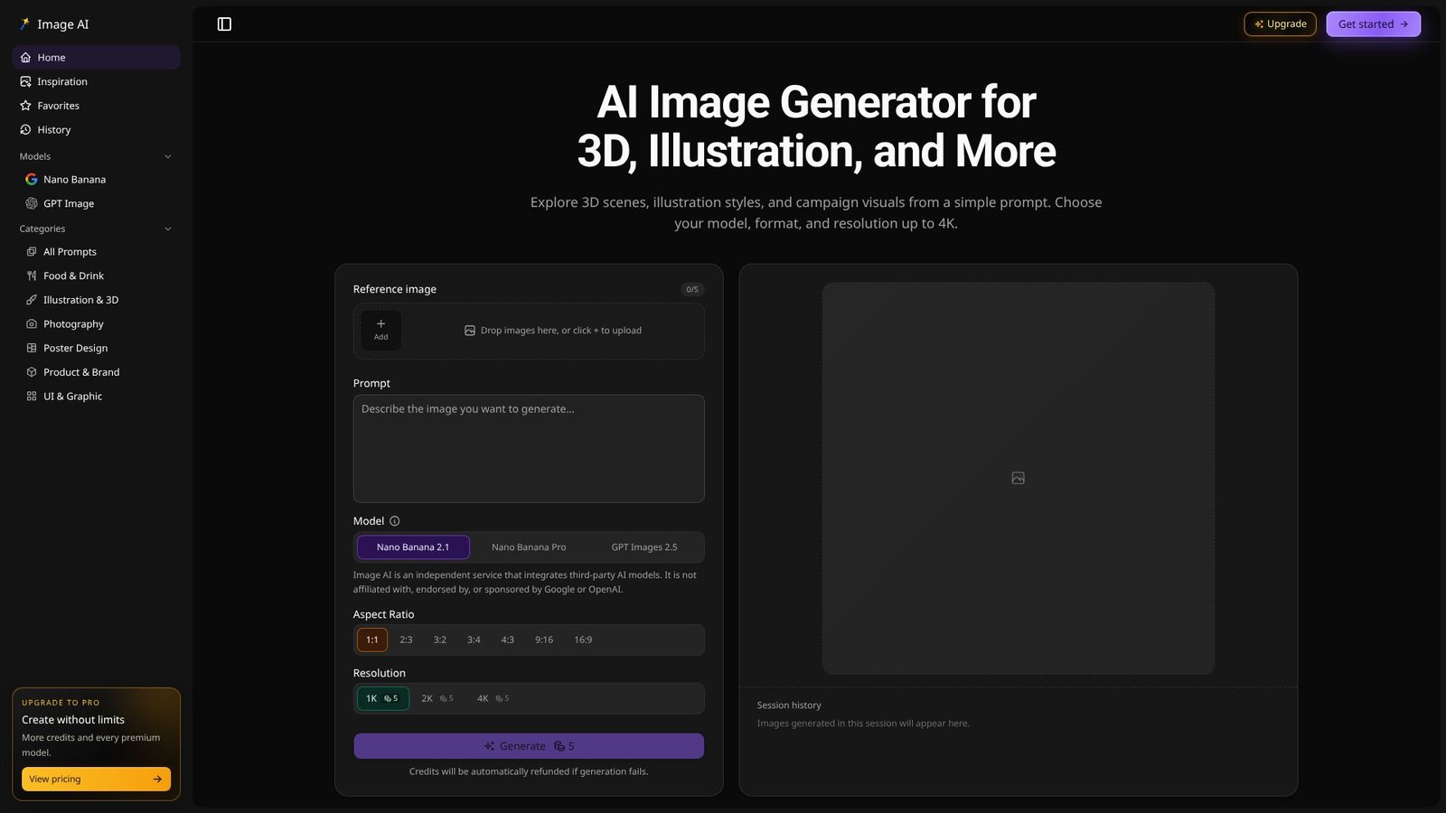 Screenshot: Image AI