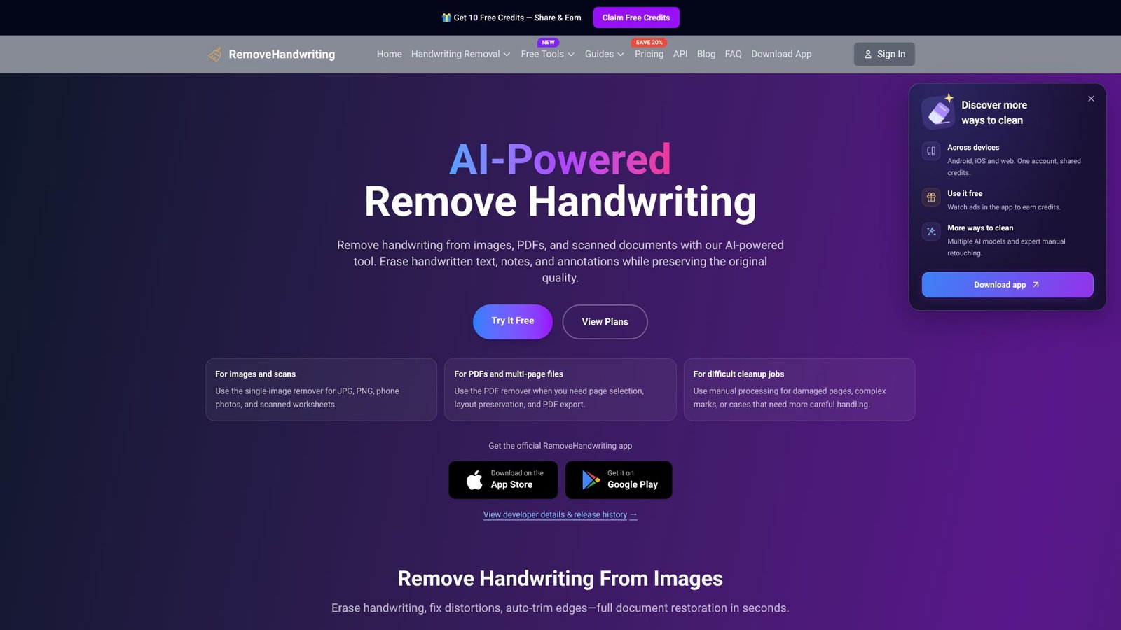 RemoveHandwriting Screenshot