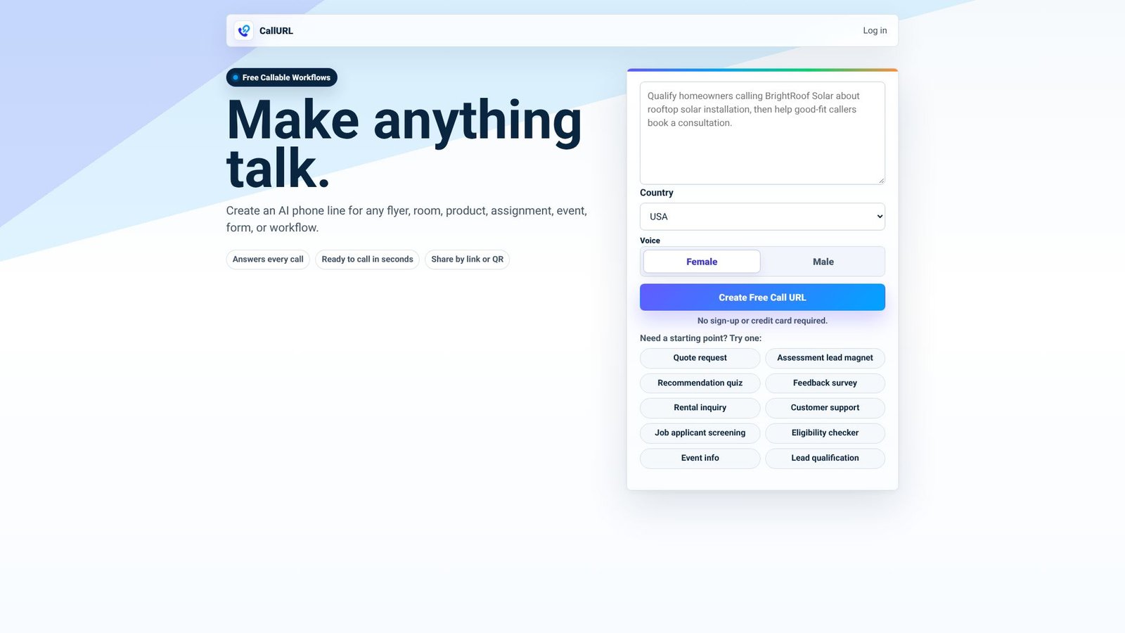 Screenshot: CallURL