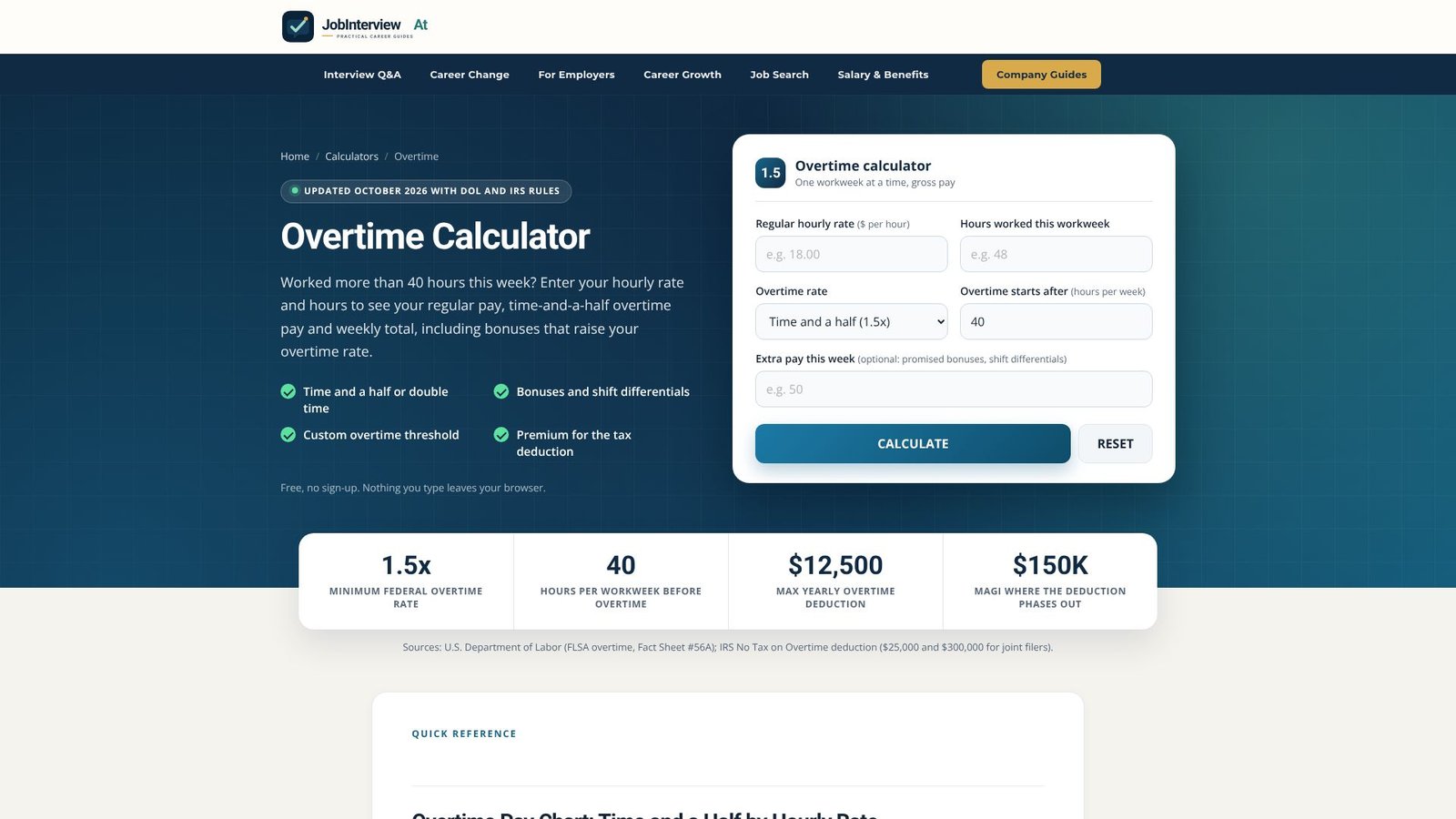 Overtime Calculator Screenshot