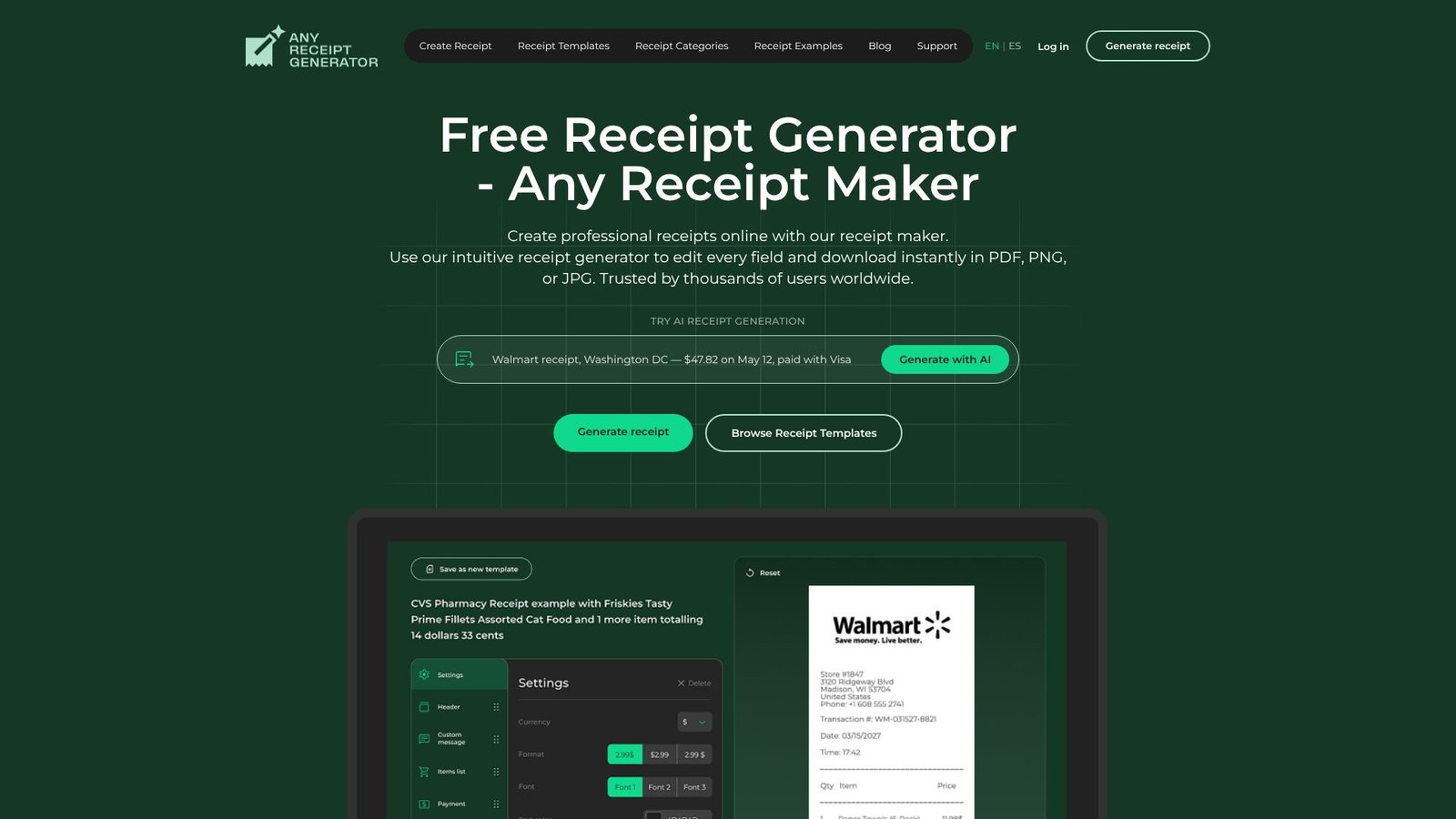 Any Receipt Generator Screenshot