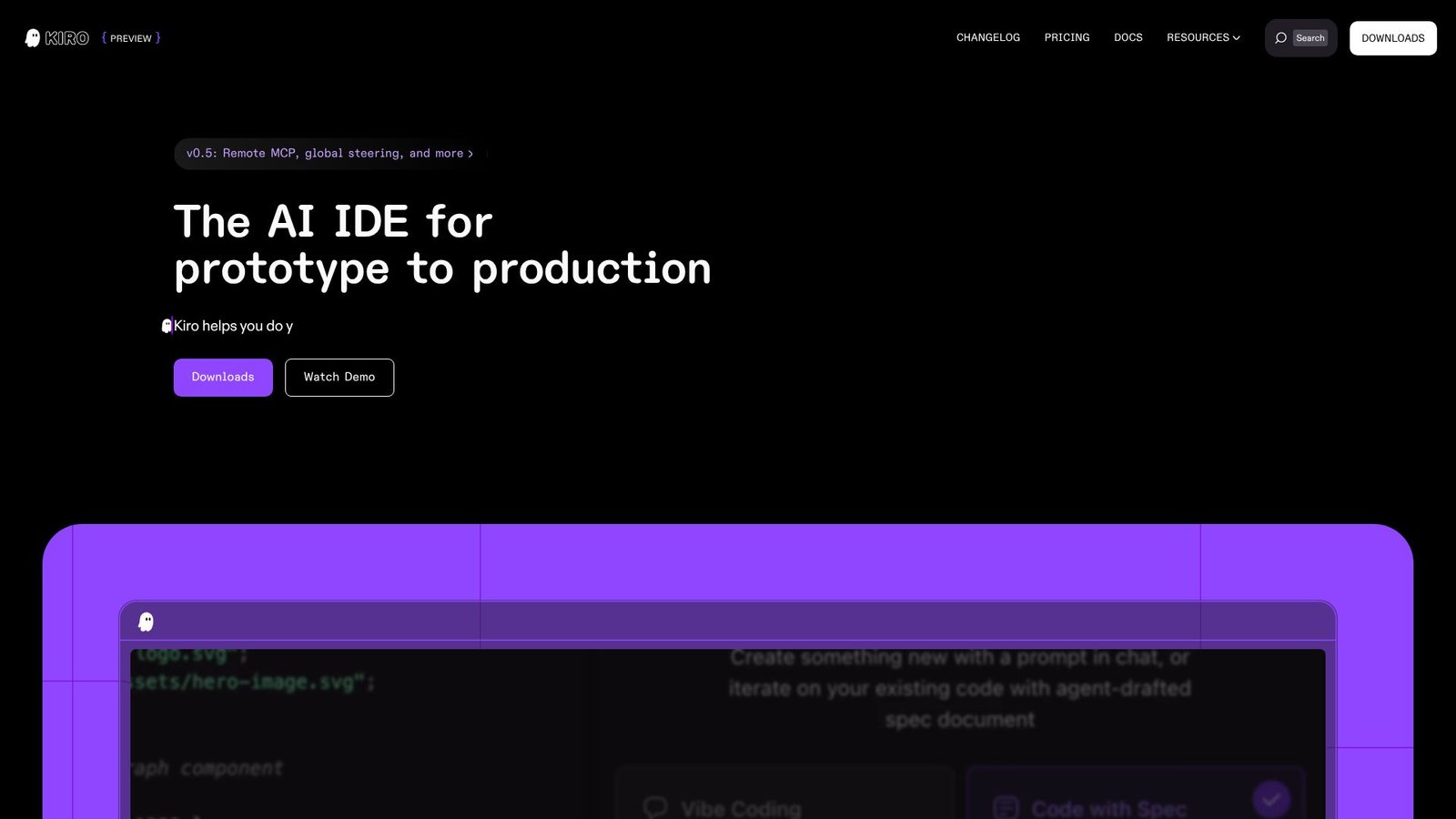 Kiro - AI Assistant & IDE Screenshot