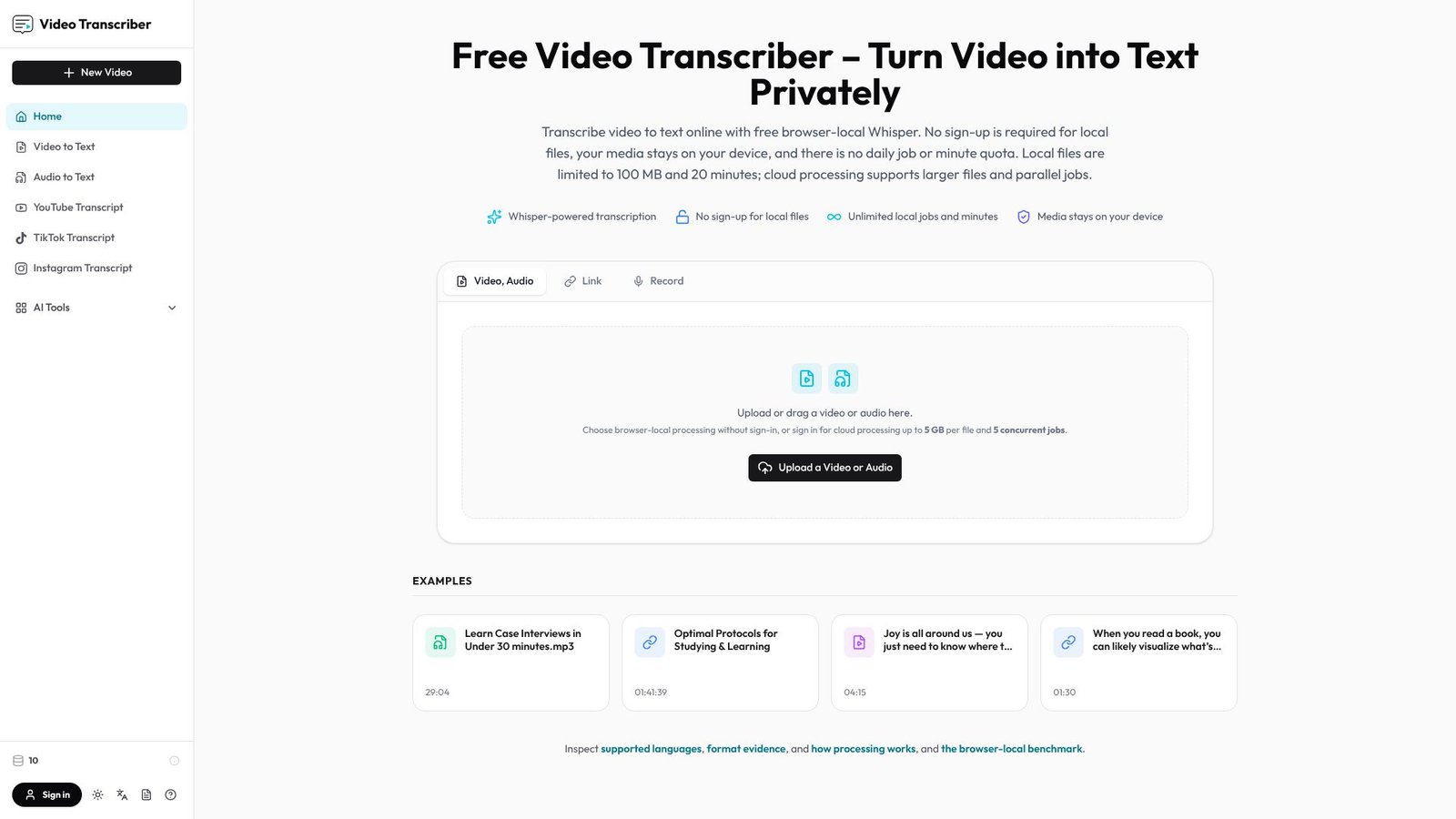 Video Transcriber AI Screenshot